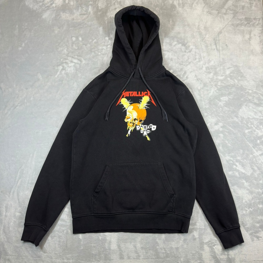Metallica Hoodie Mens Small Black Damage Inc Tour Pushead Skull Graphic Pullover